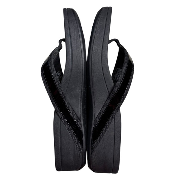 Vionic High Tide Flip Flops Sandals Thongs Black Patent Size 9 - Picture 5 of 7